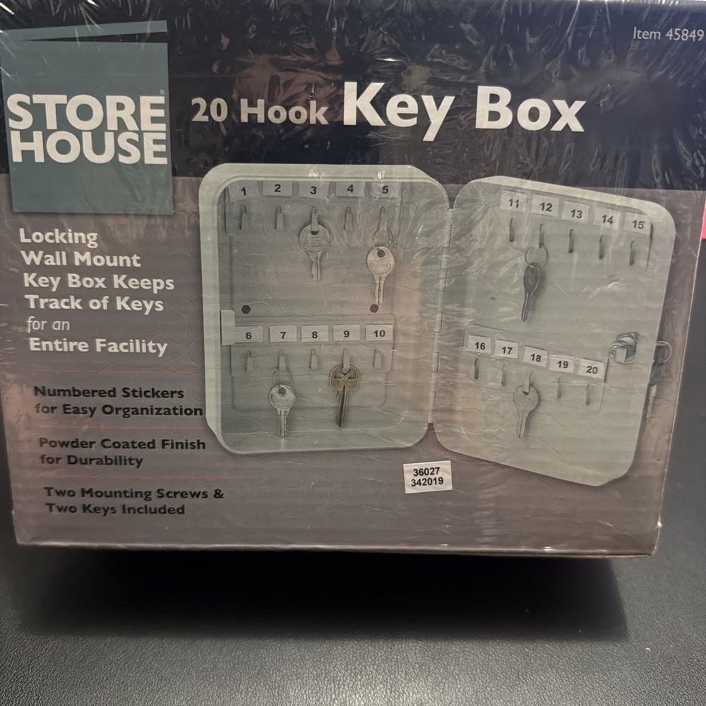 Store House 20 Hook Wall Mount Key Box - Steel Key Storage Organizer NEW!